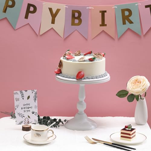 Set of 3 White Cake Stands, Metal Round Cake Holder Dessert Pie Pizza Display Stand 8" 10" 12" Serving Tray Decoration for Wedding Celebration Party Birthday Baby Shower - Image 2