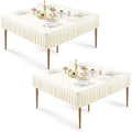 Wish Care 2 Pack Ivory Spandex Tablecloths for 54x54 Inch Square Tables, Stretch Fitted Table Clothes with Pleated Ruffle Skirt for 54” Table, Wrinkle Free and Elastic, for Party Kitchen Home Dining by WishCare