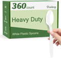 Dealusy 360 Count White Plastic Spoons Disposable by Dealusy