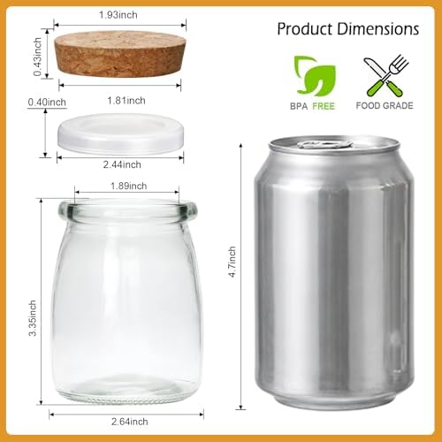 Mini Yogurt Containers with Lids 40 Pack, 7 oz Glass Jars with Lids - Image 2