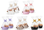 Empty Gift Basket Kit, 2-Pack Woven Storage Bin with Leather Handles Clear Cello Bags Pull Bows for Wrapping Presents Baby Shower Holiday - Image 6
