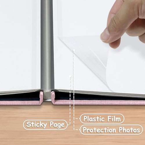 Large Photo Album Scrapbook, Holds 4x6, 8x10 Pictures, Self-Adhesive Pages for Baby, Wedding, Travel & Family Memories, Includes Metallic Pen & Scraper, Light Pink DIY Memory Book for Gifts - Image 5
