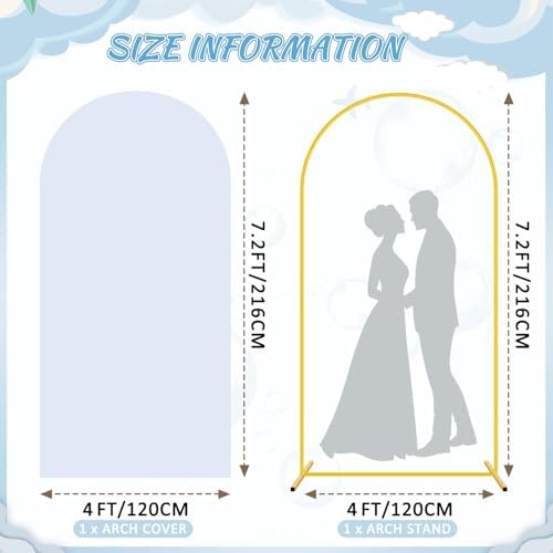 FOTSHARER 7.2FT Wedding Arch Backdrop Stand with White Arch Cover Set Balloon Arch Stand and Spandex Arches Backdrop Stands Cover Metal Back Drop Arches for Birthday Party Ceremony Banquet Decor - Image 2