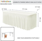 4 Pack Beige Spandex Table Covers 6ft Rectangle Ruffle Skirts for Party - Image 3