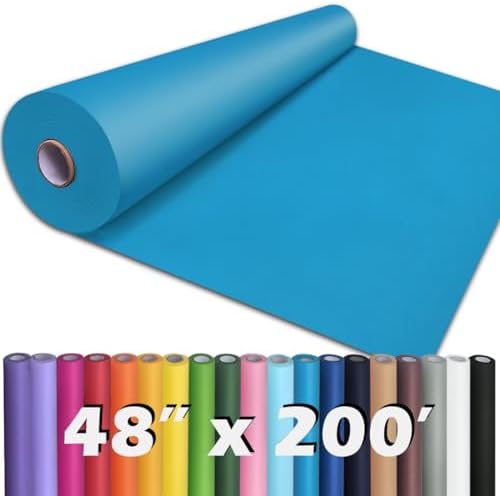 PerkHomy 48" x 2,400" (200') Lake Blue Kraft Paper Roll for Craft Bulletin Board Paper Art Table Covering Crafting Gift Wrapping Bouquet Packing Parcel 80GSM 55LB (Lake Blue, 48" x 200') by PerkHomy