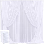 50x10ft White Backdrop Curtain for Wedding Parties Wrinkle Free Fabric White Drapes Backdrop Decoration for Baby Shower Birthday Photography Decoration 10 Panels, 5ft x 10ft by Gogoparti
