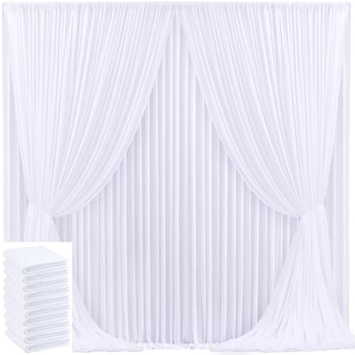 50x10ft White Backdrop Curtain for Wedding Parties Wrinkle Free Fabric White Drapes Backdrop Decoration for Baby Shower Birthday Photography Decoration 10 Panels, 5ft x 10ft by Gogoparti