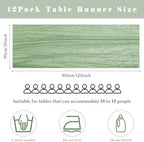 12 Pcs 10FT Sage Green Cheesecloth Table Runner 35 x 120 Inches Long Runner for Tables Gauze Fabric Boho Table Runner Decoration Rustic Sheer Runner for Wedding Baby Shower Birthday Party (Sage Green) - Image 3