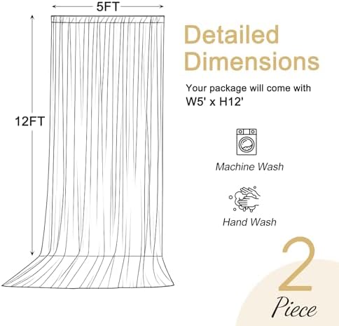 10x12ft Champagne Backdrop Curtains for Parties Wrinkle Free Fabric Backdrop Curtain Wedding Photo Drapes Backdrop for Birthday Party Baby Shower Bridal Shower Photography Back Drop 2 Panels 5x12FT - Image 6