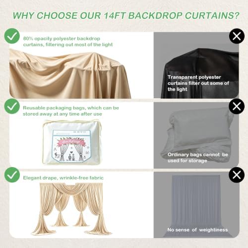 10ftx14ft Champagne Backdrop Curtain for Wedding Parties - Image 4