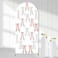 Pink Bows Arch Backdrop Cover Kit 6FT, Stretchy White Photography Background Stand Cover with 44 Satin Bows for Bridal Baby Shower Birthday Party 3D Bowknot Princess Photo Booth Decor by CORNERLACE