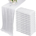 35x157 Inch White Cheesecloth Table Runner Boho Wedding Party Home Decor by Fivenl