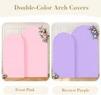 Pink Purple Arch Cover 2 Set-7.2 and 6ft Arch Backdrop Cover Spandex Fitted Baby Shower Arch Stand Covers for Girls Birthday Party Wedding Bridal Shower Banquet Photo Arch Covers Stretchy Backdrop - Image 2