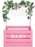 Barydat Wooden Baby Shower Crate Basket with Handle, Pink by home