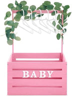Barydat Wooden Baby Shower Crate Basket with Handle, Pink by home
