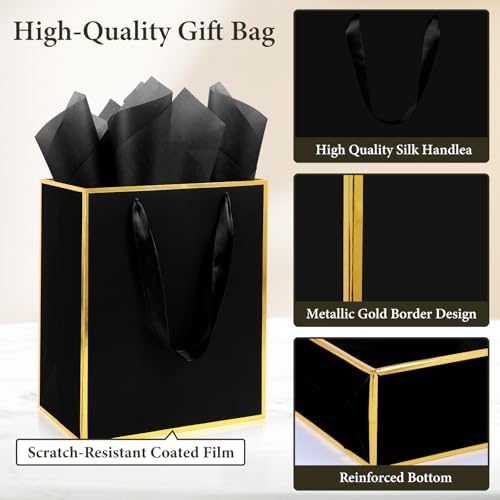 Addblu 50 Pack Bulk Luxury Gift Bags with Handles & 50 Tissue Papers - Image 2