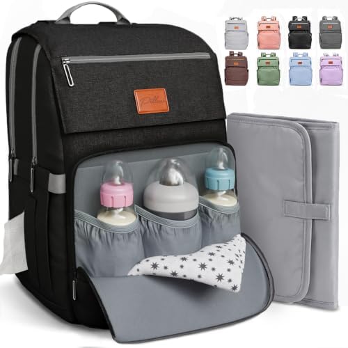 Pillani Baby Diaper Bag Backpack - Baby Bag for Girls & Boys, Large Waterproof Diaper Backpack - Baby Shower Gifts for Boys & Registry Must Haves - Travel Diaper Bags with Changing Pad - Newborn Stuff by Pillani