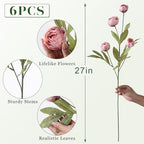 6 Pcs 27" Faux Silk Peony Artificial Flowers Stems for Vase (Blush Pink) - Image 5