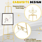 57'' Gold Easel Stand for Sign, Heavy Duty Metal Display Stand with Adjustable Chain, Vintage Decor Art Easel for Display, Picture Frame Stands for Wedding Welcome Sign Posters Painting - Image 3