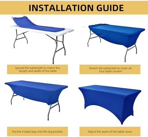 10-Pack 6ft Spandex Table Covers for Rectangle Standard Folding Tables - Wrinkle Resistant Stretch Tablecloths - Ultimate Fitted Table Protector for Parties, Banquet, Wedding - Image 5