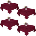 4 Pack Square Table Cloth 52x52 Inch Burgundy Tablecloth Machine Washable Fabric Polyester Table Cover for Dining, Buffet Parties, Picnic, Events, Weddings and Restaurants（Burgundy） by JALANCY