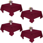 4 Pack Square Table Cloth 52x52 Inch Burgundy Tablecloth Machine Washable Fabric Polyester Table Cover for Dining, Buffet Parties, Picnic, Events, Weddings and Restaurants（Burgundy） by JALANCY