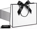 Silkfly 24 Pcs Paper Gift Bags with Handles & Bow Ribbon, White, Black by Silkfly