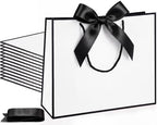 Silkfly 24 Pcs Paper Gift Bags with Handles & Bow Ribbon, White, Black by Silkfly