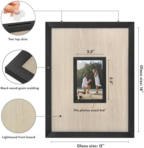 Americanflat 12x16 Shadow Box Frame - Matted to 4x6 - Black - Image 2
