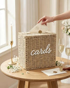 Wicker Wedding Card Box Basket with Slot, 10.2'' Hand-Woven Rattan - Image 2
