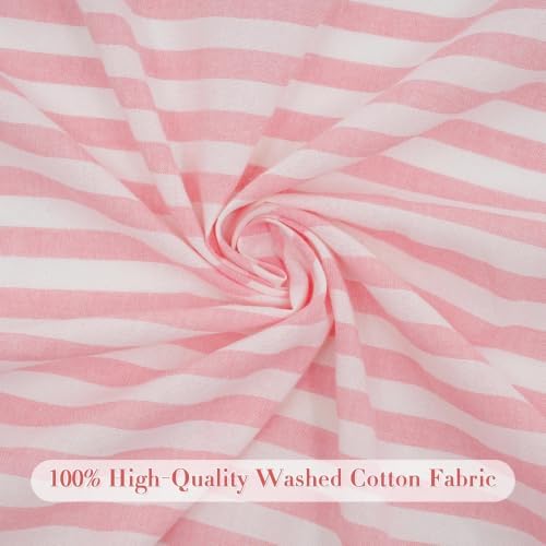 Eternal Beauty Striped Ruffled Tablecloth 52x70 Inch Pink White - Image 6
