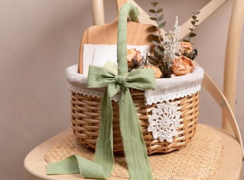 Keypan Sage Green Ribbon 1-1/2 Inch x 15 Yards Crinkle Fabric Cotton Ribbons for Gift Wrapping Wedding Invites Baby Shower DIY Crafts Home Decor (Pack of 2) - Image 7