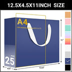 EUSOAR Large Navy Blue Gift Bags, Pack of 25 - 12.5"x4.5"x11" Paper Shopping Bags with Handles for Business, Craft, Grocery, Boutique, Party Favor, Wedding - Image 2