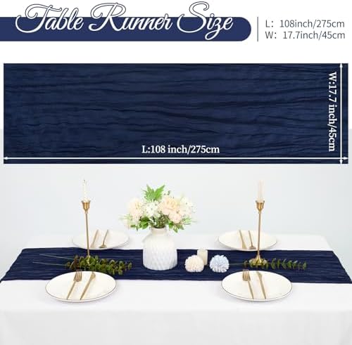 20 Pack Cheesecloth Table Runner 17 x 108 Inch, Navy Blue - Image 2