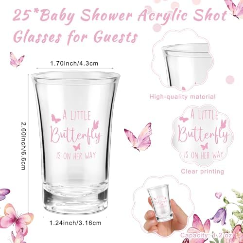 Blushtier 25 Sets Baby Shower Shot Glass Bottle Opener, Butterfly - Image 2