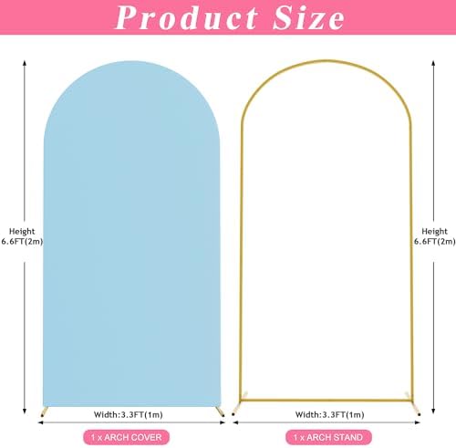 Arch Backdrop Stand and Cover Set, 6.6ft Arch Stand with Dusty Blue Cover - Image 2