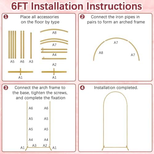 Metal Balloon Arch Backdrop Stand 7.2FT and 6FT, Set of 2, Gold - Image 5