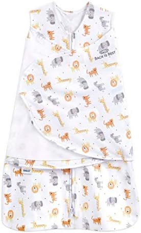 HALO 100% Cotton Sleepsack Swaddle, 3-Way Adjustable Wearable Blanket, TOG 1.5, Jungle Cotton, Preemie, Birth-5lbs by HALO