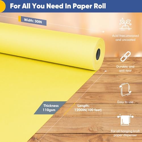 Vanhench 30"×1200"(100') Yellow Wrapping Paper Roll, Art Craft Paper, Color Bulletin Board Paper Bouquet Flower Wrapping, Perfect for Birthday, Mother's Day, Holiday, Wedding - Image 2