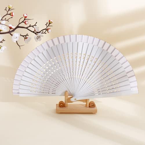 Personalized Sandalwood Fan Wedding Favors&Birthday Gifts&Christmas Gift Custom Wooden Fans Party Favor Bridal Shower Gifts (White,40pcs) - Image 2