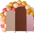 Mindsoft Pastel Colors Arch Backdrop Cover Set of 3 with 96 Pcs Balloon, 4ft 5ft 6ft Spandex Fitted Stretchy Backdrop Stand Covers for Baby Shower Wedding Birthday Photo Banquet Party Decoration by Mindsoft