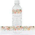 Personalized Water Bottle Labels with Choice of 30 Flower Styles - Choose Font and Pre-Made Phrases or Design Custom Text - LABELS ONLY (026 Peach Flowers, 2 inch (8.5x2")) by ThePaperedWedding