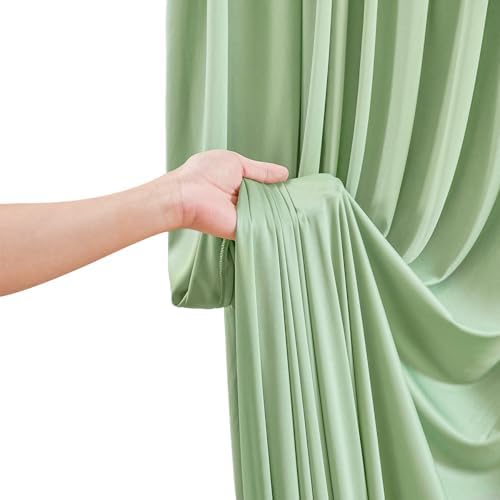 50FT x 15FT Wrinkle-Free Sage Green Backdrop Curtains for Wedding, 10 Panels Sage Green Fabric Photo Background Drapes for Wedding Reception, Birthday, Bridal & Baby Shower Decorations Photography - Image 5