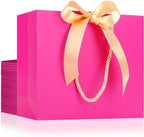 EUSOAR Gift Bags with Hanles, 25pcs 10.6"x3.1"x8.3" Hot Pink Shopping Paper Bags, Party Favor Kraft Paper Bags Thank You Gift Treat Bags Bulk for for Shopping Wedding Birthday Guests Bridal by EUSOAR