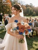 Serwalin Burnt Orange & Navy Artificial Flowers,Fall Flowers for Wedding - Image 5