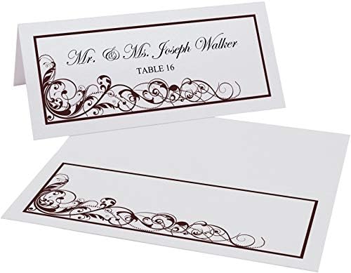 Scribble Vintage Swirl Printable Place Cards, Chocolate, Set of 150 (25 She - Image 2