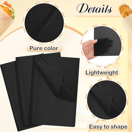500 Sheets Black Tissue Paper Bulk 20 x 30 Inch for Halloween Packing - Image 3