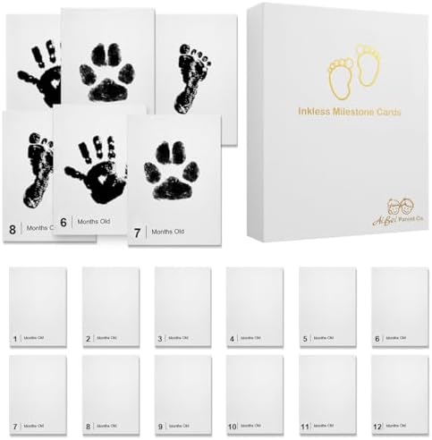 Baby Inkless Milestone Cards Hand Casting Kit Ink Print Hand and Footprint Kit Dog or Cat Pet Paw Print Kit Baby Newborn Footprint Kit Photo Album Keepsake Book Feet Stamp (Single FineGift Set) by Unknown