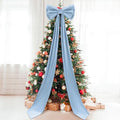 Wavwavw Christmas Giant Velvet Bow Decor Dusty Blue Big Bow, 75 x 18 Inches by Wavwavw