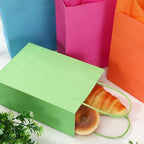 JarThenaAMCS 60Pcs Neon Paper Bags with 60 Sheets Rainbow Tissue Paper Green Orange Purple Pink Yellow Blue Candy Treat Bags with Handles for Birthday Party Favors Supplies - Image 5